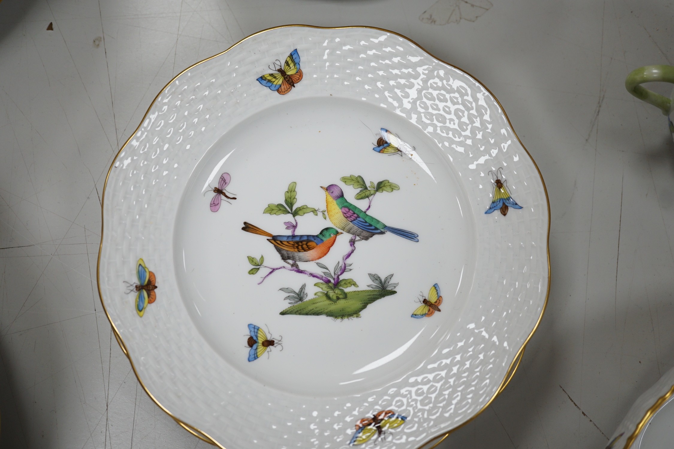 A Herend Rothschild Birds pattern part dinner service